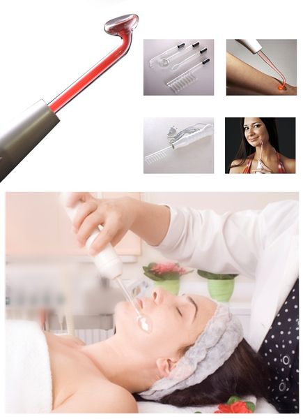 Électrode Portable en Tube de verre, masseur d'électrothérapie, traitement d'élimination de l'acné à haute fréquence, dispositif de soins du visage pour les taches d'acné de la peau