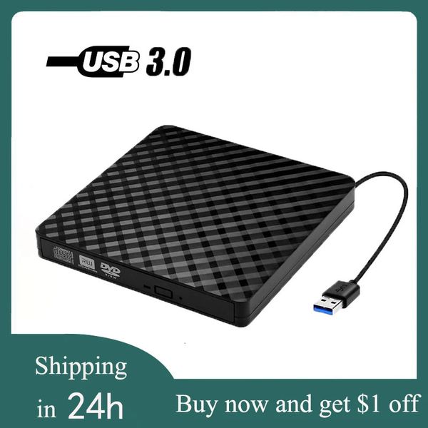 Portable haute vitesse USB 3.0 externe CD/DVD ROM lecteur optique externe lecteur de disque mince ordinateur de bureau ordinateur portable tablette lecteur DVD 240113