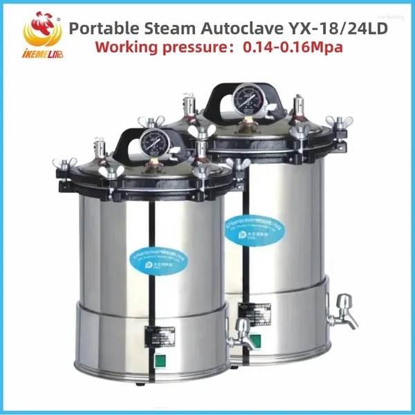 Autoclave de alta temperatura portátil 18L 24L 24L Acero inoxidable Automático de vapor seguro esterilización