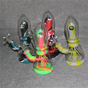 Draagbare waterpijp Kleine tuig siliconen pijp Gezondheid en milieubescherming Hookah Glass Water Bongs DAB RIGS