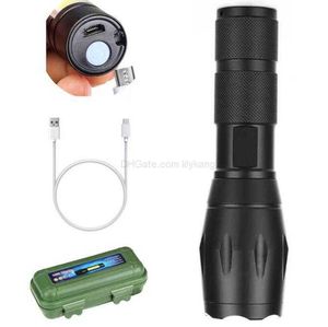 Portable chasse USB lampes de poche Mini lampe torche rechargeable en alliage d'aluminium étanche randonnée en plein air camping lampe de poche lampe Alkingline