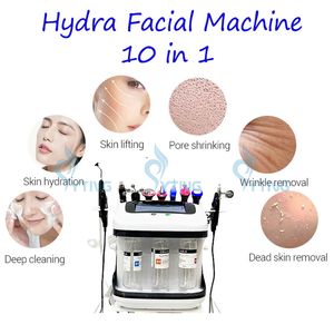 Máquina facial Hydra portátil 10 en 1 Hidrodermoabrasión RF Estiramiento de la piel Eliminación de cabeza negra Levantamiento facial