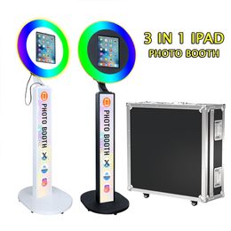 Draagbare iPad Photo Booth Stand Selfie Station Machine voor iPad 10.2 ''10.9'' 11 ''12.9'' Metalen Shell met Ring Licht