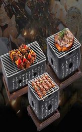 Draagbare Japanse BBQ Grill Charcoal Barbecue Grills Aluminium Legering Indoor Outdoor BBQ Grill Pan Barbecue Fornuis 2107249703559