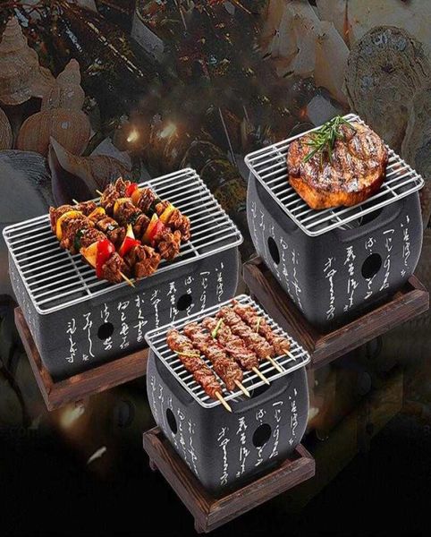 Grill de Barbecue japonais Portable, grilles de Barbecue au charbon de bois, en alliage d'aluminium, pour l'intérieur et l'extérieur, poêle de Barbecue 2107246710291