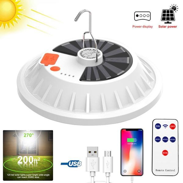 Linternas portátiles 120 LED Super potente luz solar al aire libre IP65 lámparas impermeables con gancho bombillas de lámpara para Patio jardín garaje patio