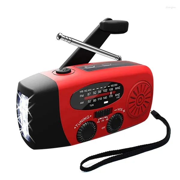 Lanternes portables 3 lumières LED Hand Crank Radio 1000mAh Banque d'alimentation USB Charger Solaire AM / FM