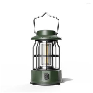 Lanternes portables Cam Lantern Rechargeable Retro Metal Light Battery Powered Hanging Lamp Waterpoor Outdoor Tent BB Drop Livrot Spor Dhjkk