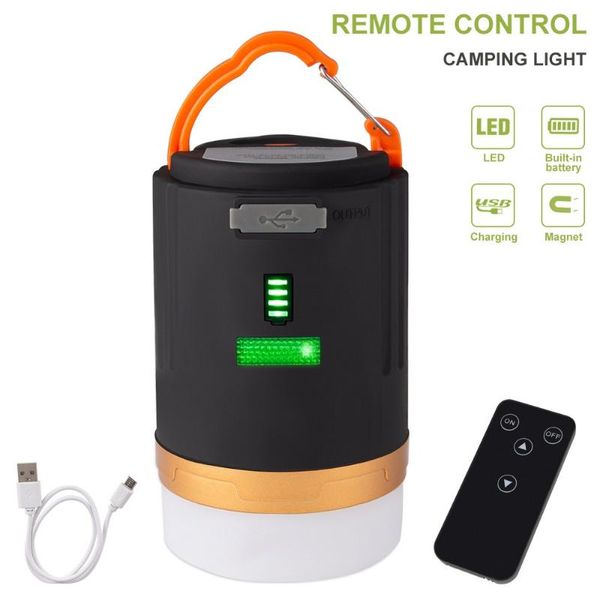 Linternas portátiles Luz de camping USB recargable LED Noche Control remoto Tienda Lámpara de emergencia Puede cargar el teléfono móvil para exteriores