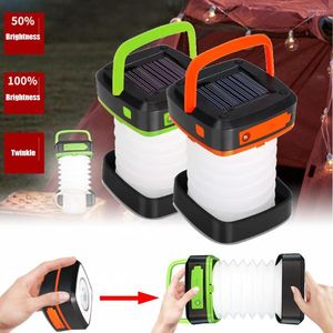 Portable Lanterns Collapsible LED Lamp Solar Power USB Rechargeable Hanging Emergency Camping For Outdoor Tent