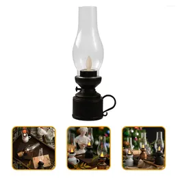 Lanternes portables lampe de table sans flamme en plastique kérosène rétro décor à l'huile pour la décoration de bureau
