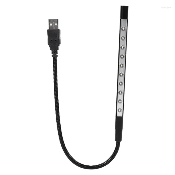 Linternas portátiles Flexible Mini USB Luz LED 10 Lectura Negro