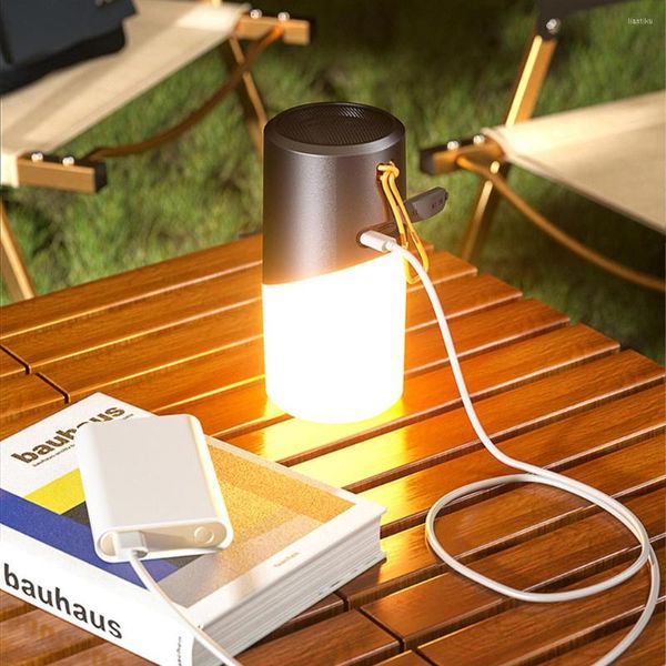 Linternas portátiles LED Audio Night Light Atmósfera IPX5 Altavoces impermeables para exteriores Caja de sonido estéreo para viajes de camping