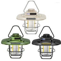 Linternas portátiles LED Lámpara de camping Tienda colgante retro Luces regulables impermeables Batería incorporada Linterna de luz de emergencia para exteriores