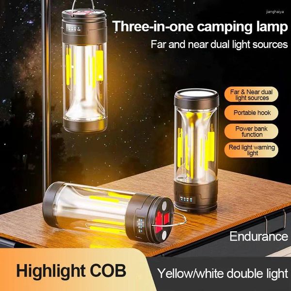 Linternas portátiles LED Linterna de camping USB Recargable Luz de tienda Impermeable Noche de emergencia Luces colgantes al aire libre con gancho