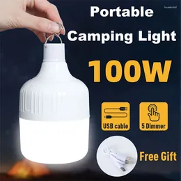 Linternas portátiles LED Luz de camping Bombilla recargable USB 20W 40W 80W 100W Lámpara de emergencia Iluminación de tienda al aire libre