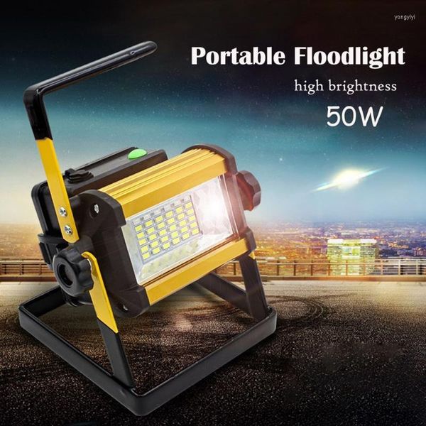 Lanternes portatives LED projecteur 50w extérieur mobile chantier de construction camping rechargeable 18650 batterie