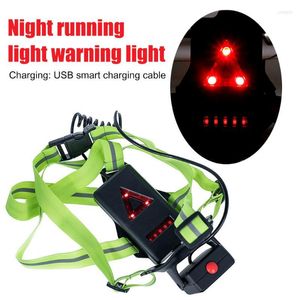 Lanternes portables LED Running Light USB rechargeable 380LM Lampe de poitrine étanche pour le jogging en plein air Escalade Randonnée Pêche Avertissement de sécurité
