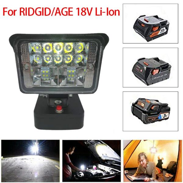 Lanternes portables LED Lampe de travail pour RIDGID AGE 18V Li-Ion L1815R B1820R L1830R B1830R B1820 R840084 AC840084 AC840083 Batterie au lithium