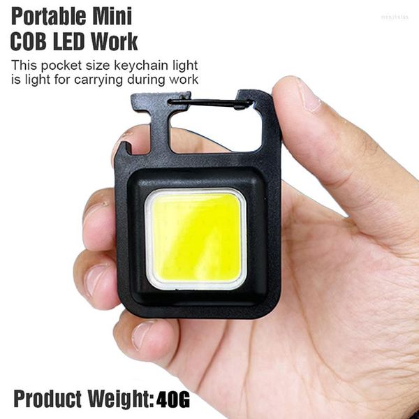 Lanternes portables Mini LED Lampe de travail Porte-clés de poche Lampe frontale USB Rechargeable Camping en plein air 500mAH