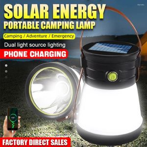 Lanternes portatives en plein air Camping lumière tente solaire/USB charge rapide lanterne lampe projecteur étanche nuit