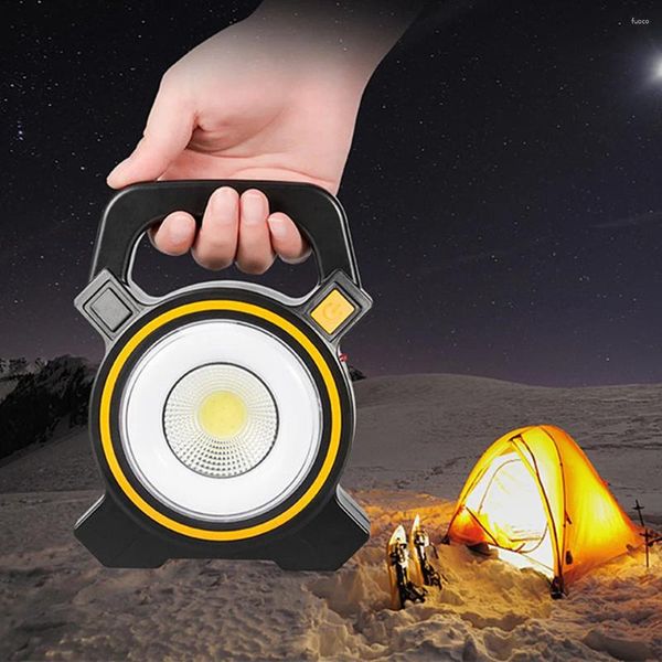 Lanternes portables Lanterne LED extérieure Tente Lumière COB Lampe de travail Solaire Projecteur d'urgence Projecteur rechargeable pour randonnée Camping