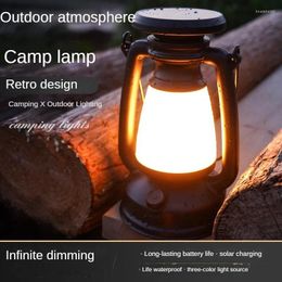 Draagbare lantaarns buiten retro zonne-campinglamp Type-c oplaadbare tafel decoratieve sfeer kerosine noodgeval