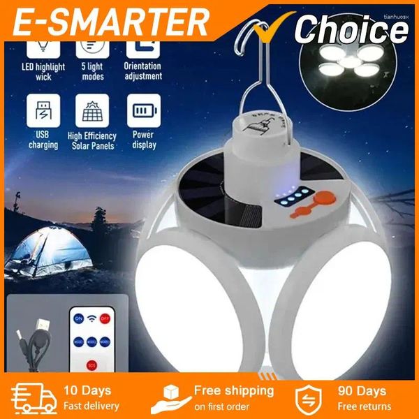 Lanternes portables Léger solaire extérieur clair USB USB LED de recherche LED LUMIÈRES DE CAMPING TORCH lampe d'urgence pour les pannes de courant