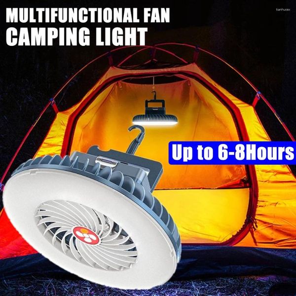 Lanternes portables rechargeables de camping léger fans de camping lampe d'urgence de nuit extérieure multifonctionnelle avec crochet