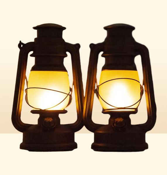 Linternas portátiles Control remoto Vintage Camping Lantern Led Luz de la carpa Luz de la carpa de la lámpara de keroseno operada por la noche Night4327023