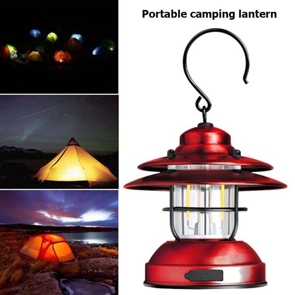 Lanternes portables rétro suspendues d'extérieur, lampe de Camping, chargeur USB, lampe de tente, torche de jardin, éclairage de cour