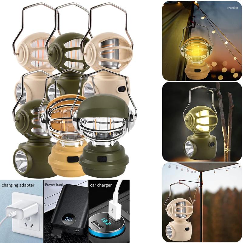 Portabla lykta robotformade kreativa campinglampor Vattentät USB-nödlykta hängande tältljus med krok för vandringsklättring