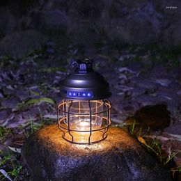 Draagbare lantaarns Zacht/warm/natuur 3 metalen lampen in 1 buitentent Vintage licht Hanglampen Oplaadbare lantaarn Camping