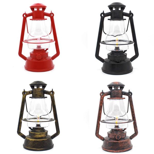 Lanternes Portables Lanterne Vintage Camping Lumière Batterie LED Bougie Flamme Blanc Chaud Tente Lampe À Huile Maison De Vacances Décoration De Jardin