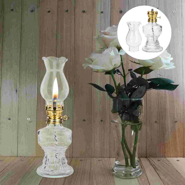 Lanternes portables Vintage Lanterne Lampe à kérosène Huile de verre Lumière éternelle Grande chambre Lampes à gaz rustiques intérieures