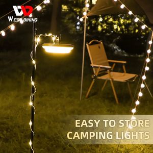 Lanternes portables WEST BIKING 10M Camping lumière Portable crochet chaîne lampe ceinture USB charge en plein air randonnée pêche atmosphère lumière pour tente Patio 231012