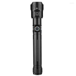 Linternas portátiles XHP160 Potente LED USB Recarga Zoom Antorcha IPX6 Lámpara de flash impermeable Luz por 26650/18650