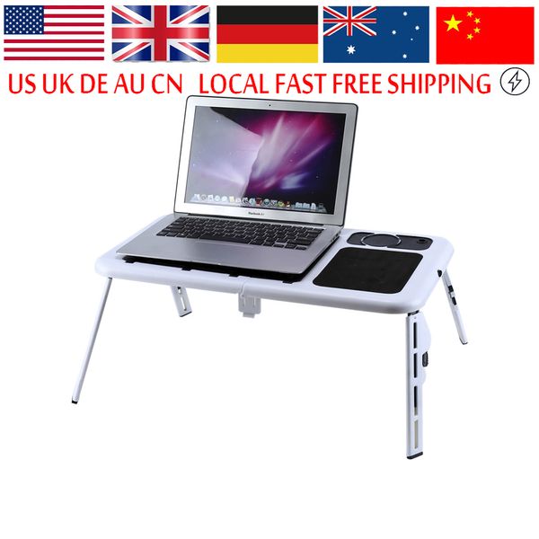 Livraison gratuite ordinateur portable ordinateur portable bureau pliable table e-table lit avec ventilateurs de refroidissement USB support plateau TV bureaux d'ordinateur