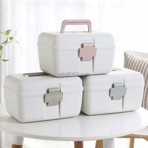 Portable Large Capacity Medicine Chest Cabinet Double Layer Health Box Family Home Drug Holder Storage Organizer First Aid Kit 210315