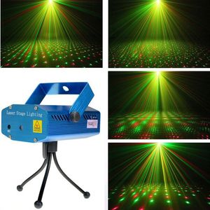 1PC Portable mini Laser Stage Lights (Rouge + Vert Couleur) All Sky Star Lighting Pour La Fête De Noël À La Maison De Mariage Club Disco Dance Projector