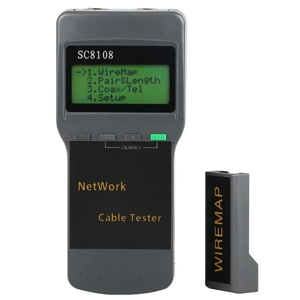 Pantalla LCD portátil SC8108 Medidor de probador de red RJ45 CAT5E CAT6 UTP UTP Unshield LAN Cable Probador RJ11 Medidor de cable de teléfono