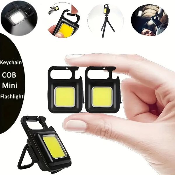 Lampe de poche LED portable, mini lampe de travail multifonctionnelle rechargeable, porte-clés, petites lampes de poche pour l'extérieur, le camping et l'éclairage de voiture