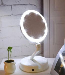 Draagbare LED verlichte make -up spiegel ijdelheid compact make -up pocket spiegels ijdelheid cosmetische handspiegel 10x vergrootglazen new2492081