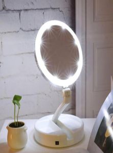 Draagbare LED verlichte make -up spiegel ijdelheid compact make -up pocket spiegels ijdelheid cosmetische handspiegel 10x vergrootglazen new1076620