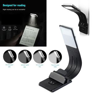 Luz LED portátil para lectura de libros con Clip Flexible desmontable lámpara recargable USB para lectores de libros electrónicos Kindle 216a