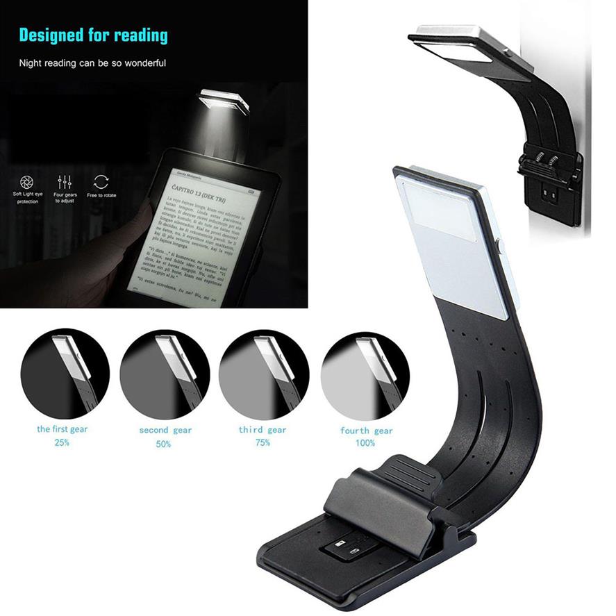 Tragbare LED-Lesebuchleuchte mit abnehmbarem, flexiblem Clip, wiederaufladbare USB-Lampe für Kindle eBook-Reader216a