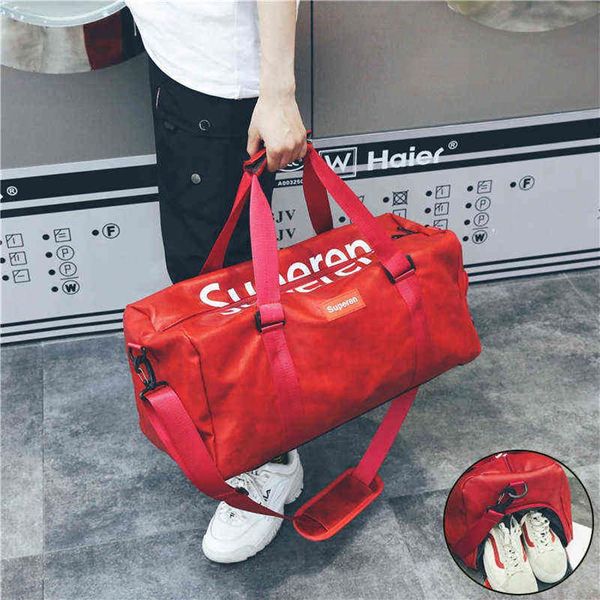 Bolsa de viaje de negocios con letras portátil, bolsa deportiva de Pu para hombre y mujer, bolsa de equipaje de almacenamiento ligera de corta distancia 2202394