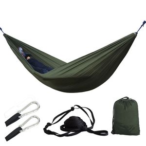 Draagbare lichtgewicht parachute nylon hangmat met boombanden voor backpacken camping reizen strand tuin buiten camping spullen 220606