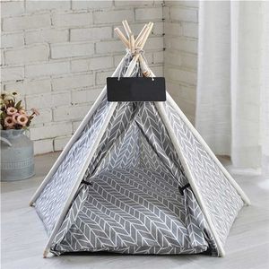 Portable Linge Pet Tente Chien Maison chat Lavable Tipi Chiot Chat Intérieur Extérieur Chenils Cave avec Tapis 211111