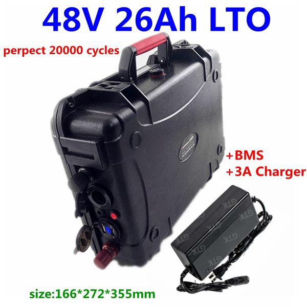 Batterie Portable LTO 48V 26AH Lithium titanate batterie 2.4V LTO avec BMS 20S pour bateau de stockage solaire + chargeur 3A
